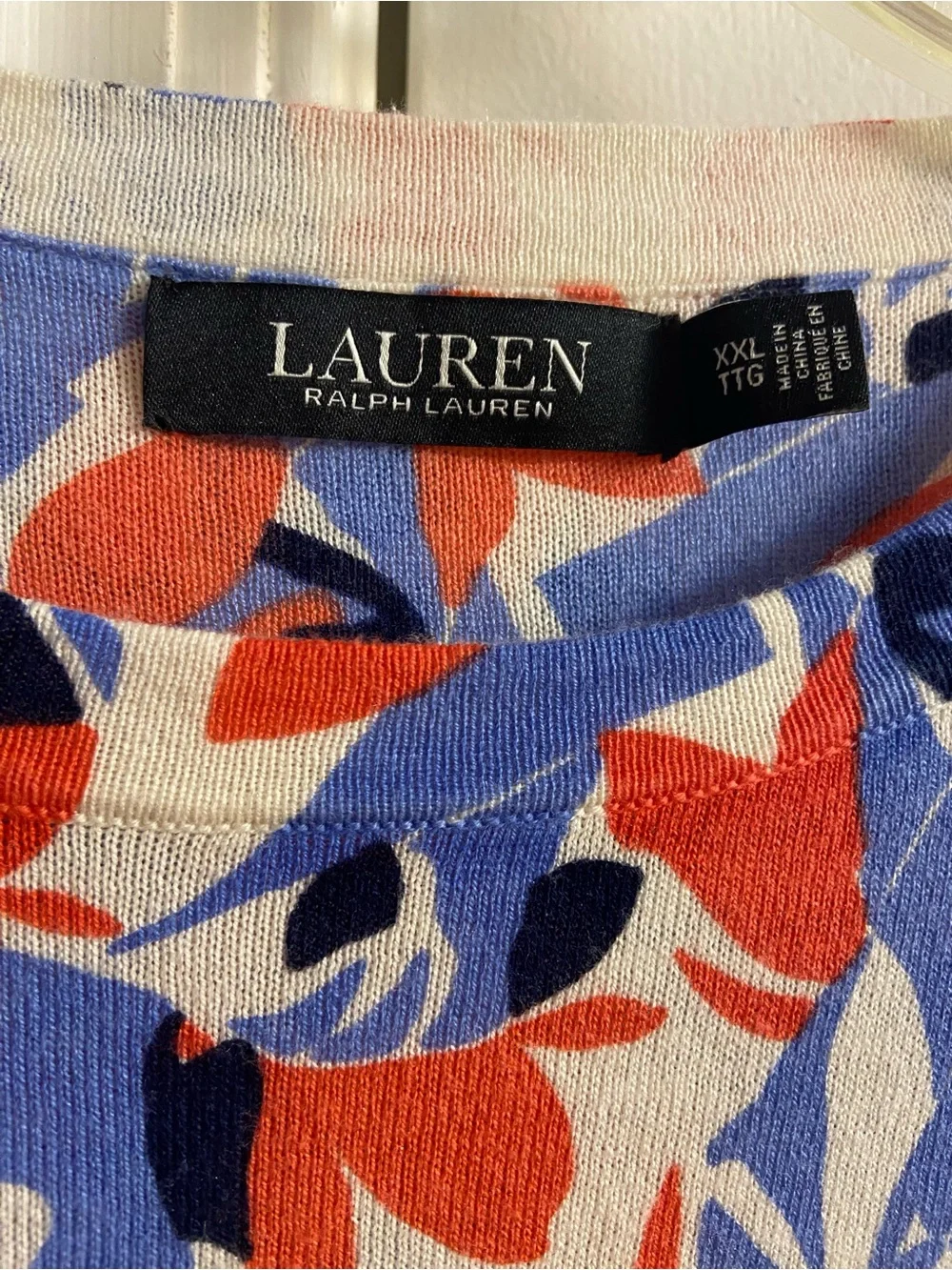 Lauren Ralph Lauren Long Sleeve Abstract Floral Knit Crewneck Knit Top XXL
